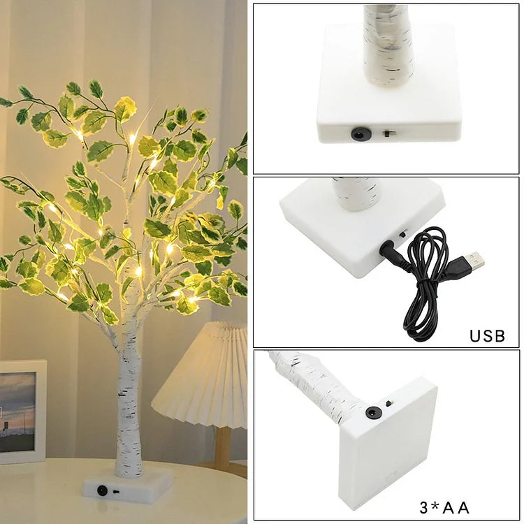 Guirlande Lumineuse Arbre LED avec Feuilles Vertes