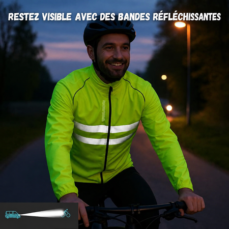 Veste imperméable noire avec détails réfléchissants