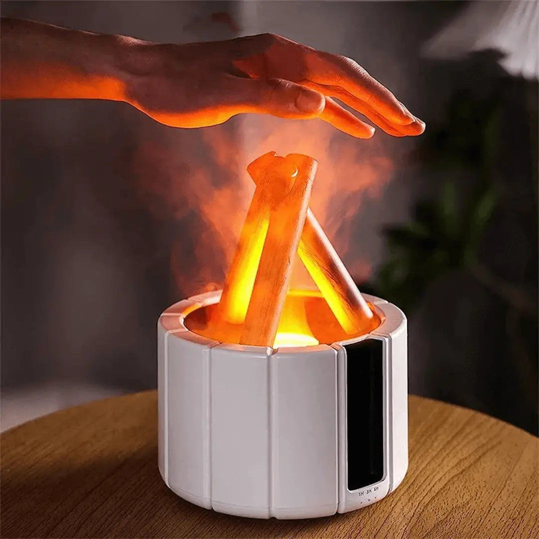 Humidificateur d'air FlameMist - Effet de flamme apaisant et aromathérapie