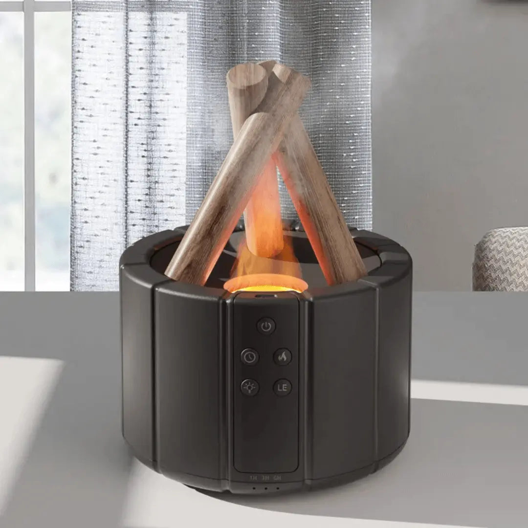 Humidificateur d'air FlameMist - Effet de flamme apaisant et aromathérapie