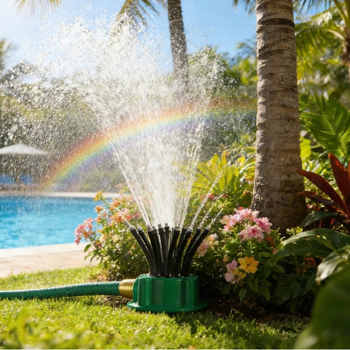 Arroseur automatique multi-têtes à 360 degrés pour une irrigation de jardin constante