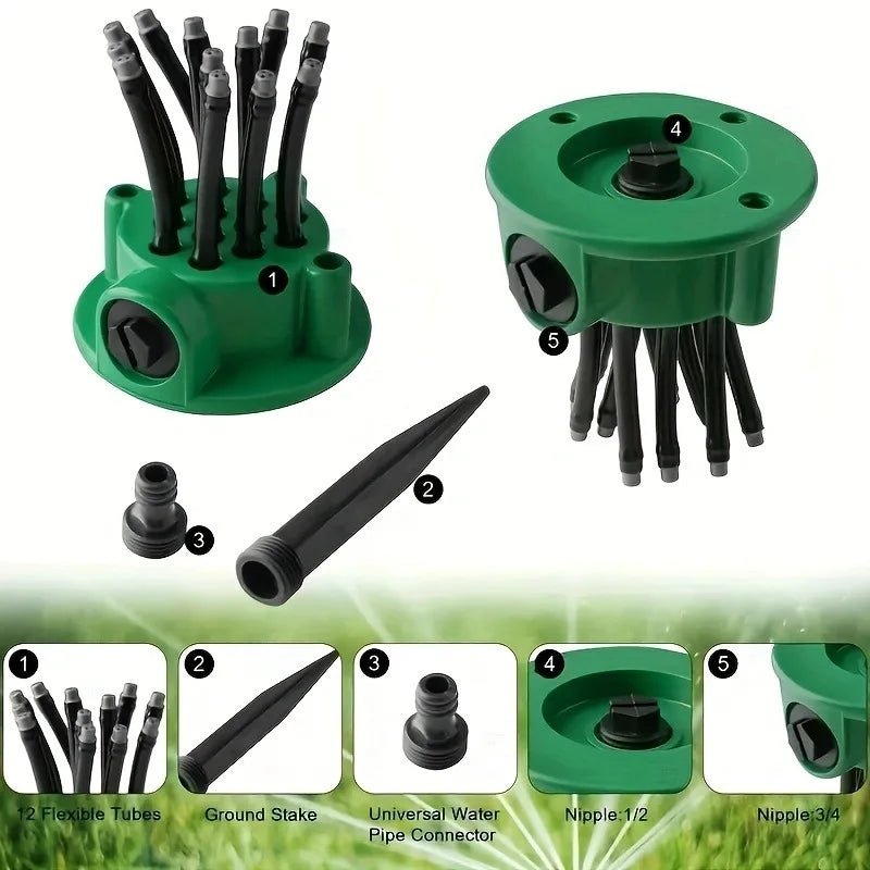 Arroseur automatique multi-têtes à 360 degrés pour une irrigation de jardin constante