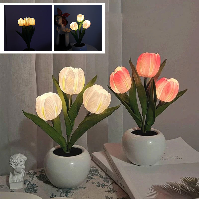 Lampe de table de chevet tulipe LED Lampe de table à fleurs