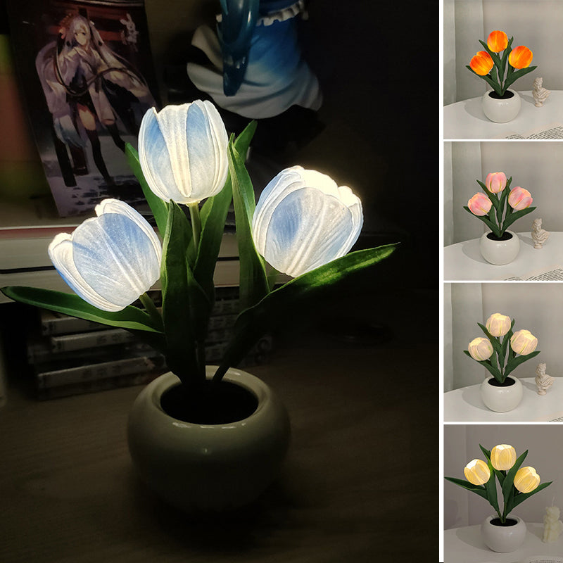 Lampe de table de chevet tulipe LED Lampe de table à fleurs