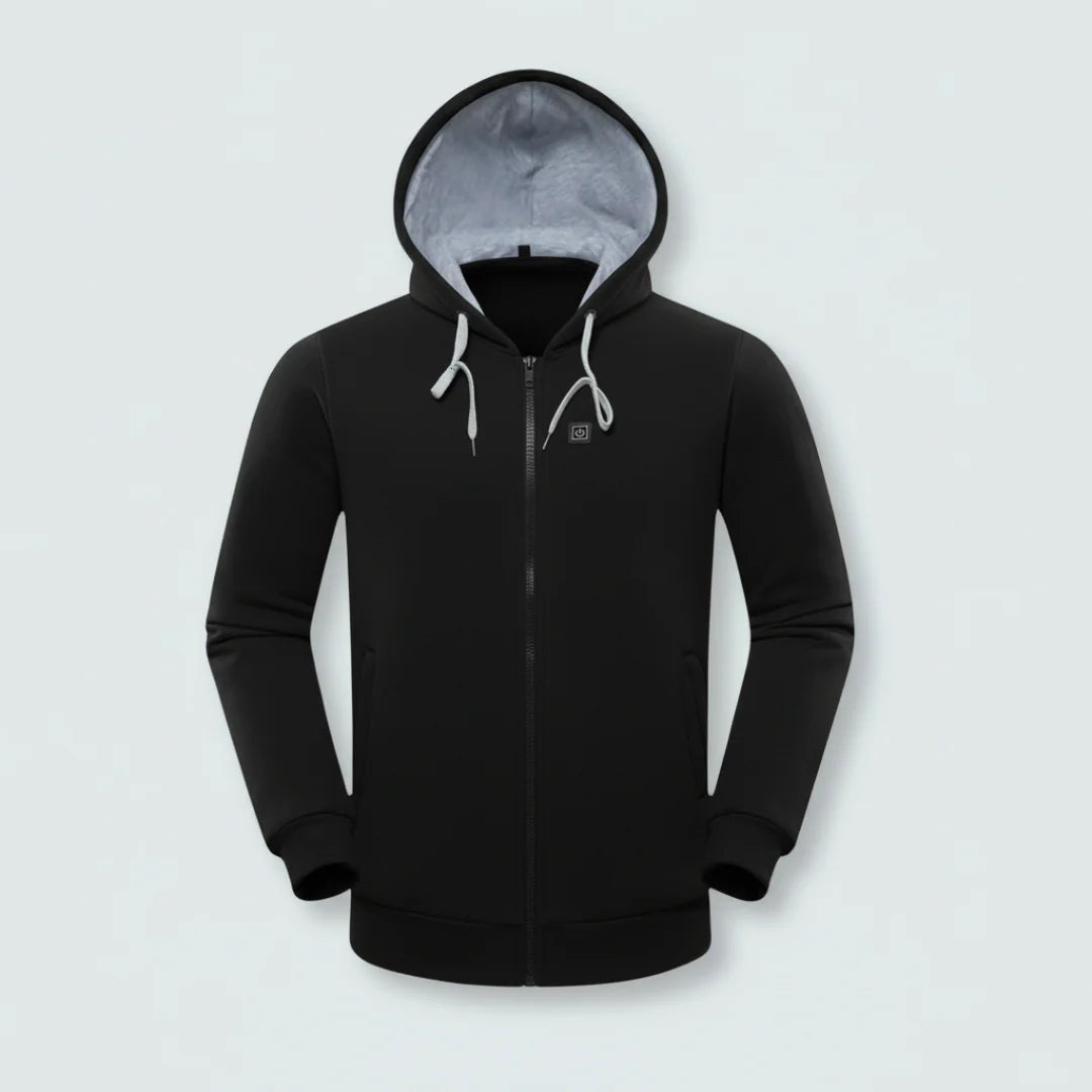 Sweat-shirt chauffant Narsago X gris avec batterie USB et bouton de contrôle de température