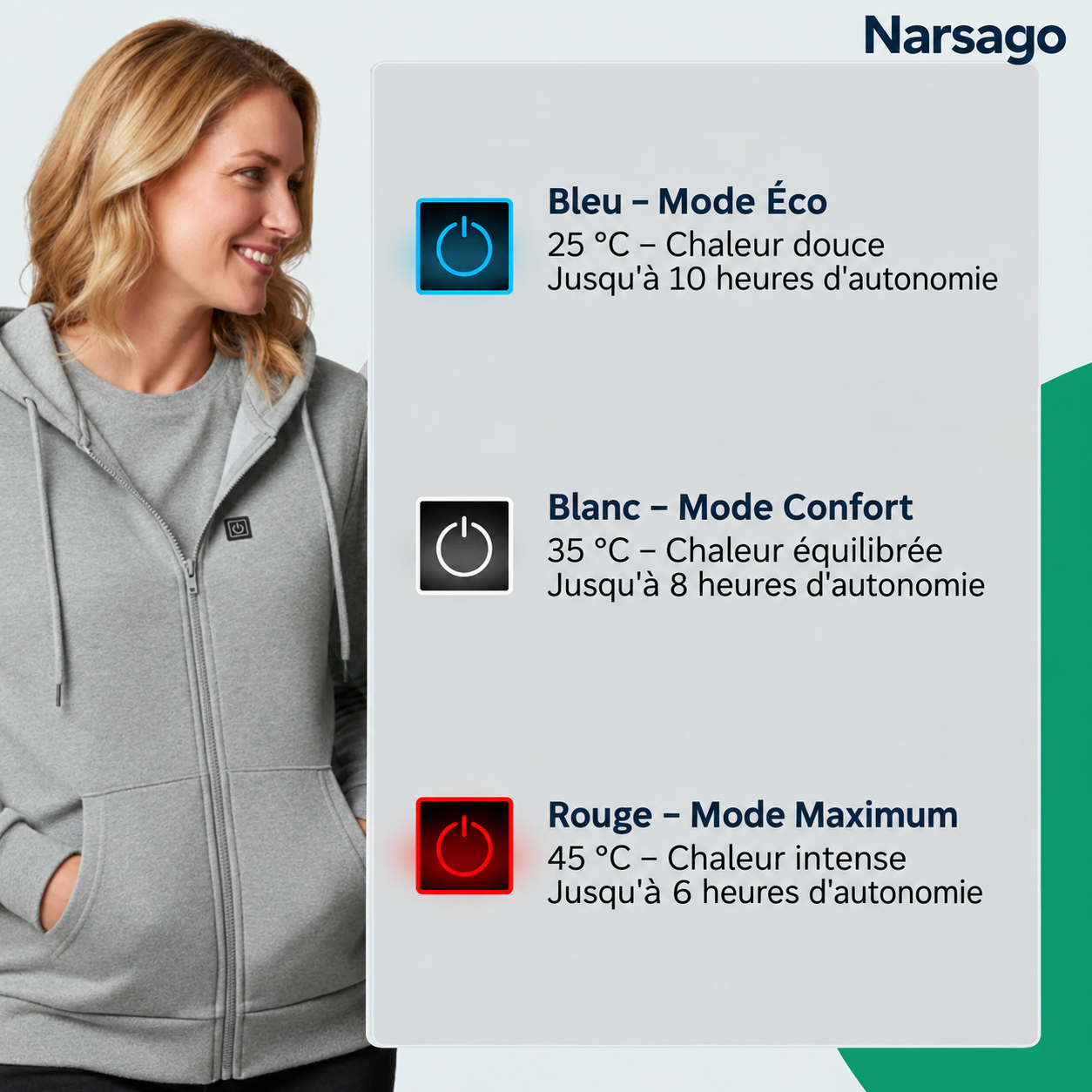 Sweat-shirt chauffant Narsago X noir présenté à plat avec ses accessoires