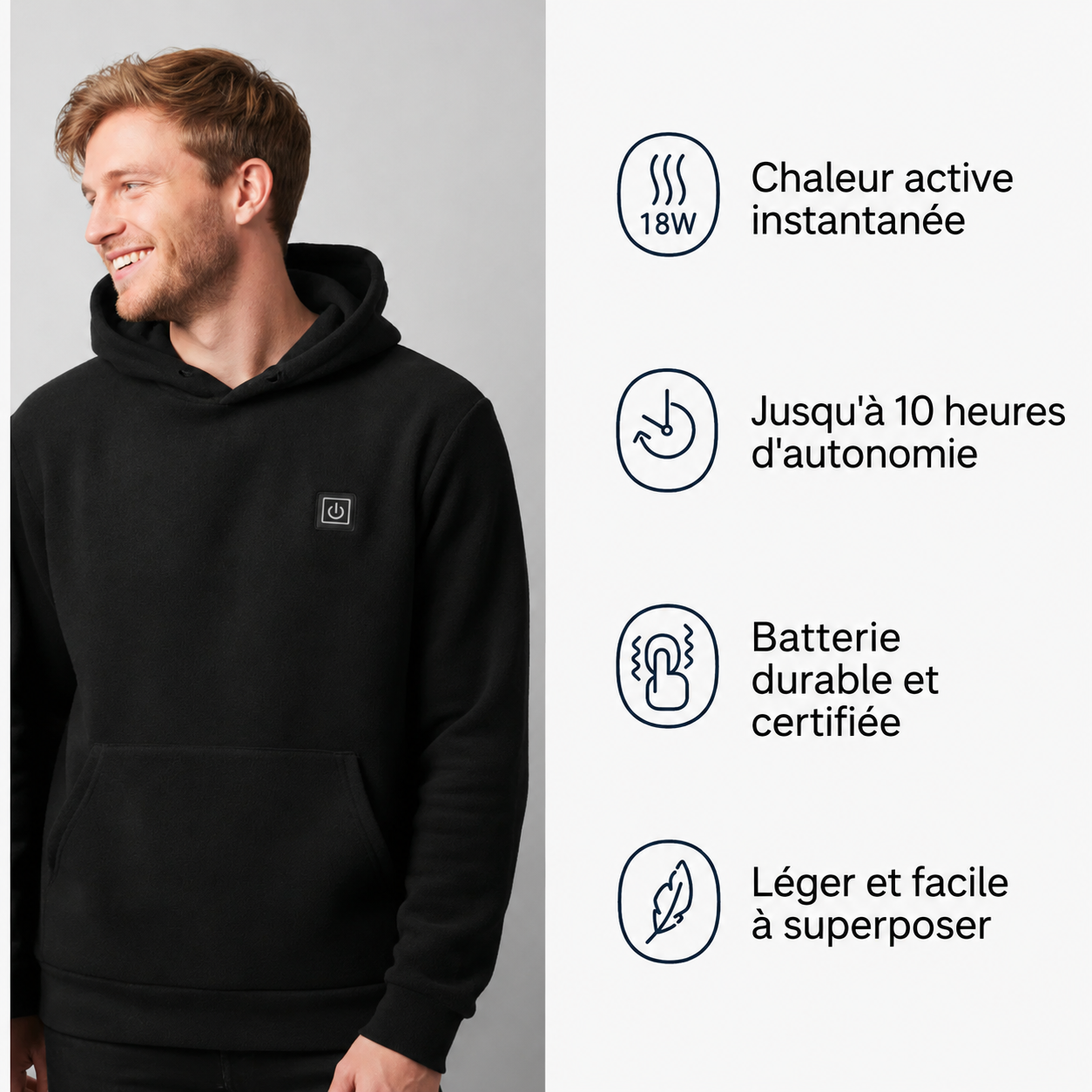 Personne portant le sweat-shirt chauffant Narsago X lors d'une randonnée en montagne