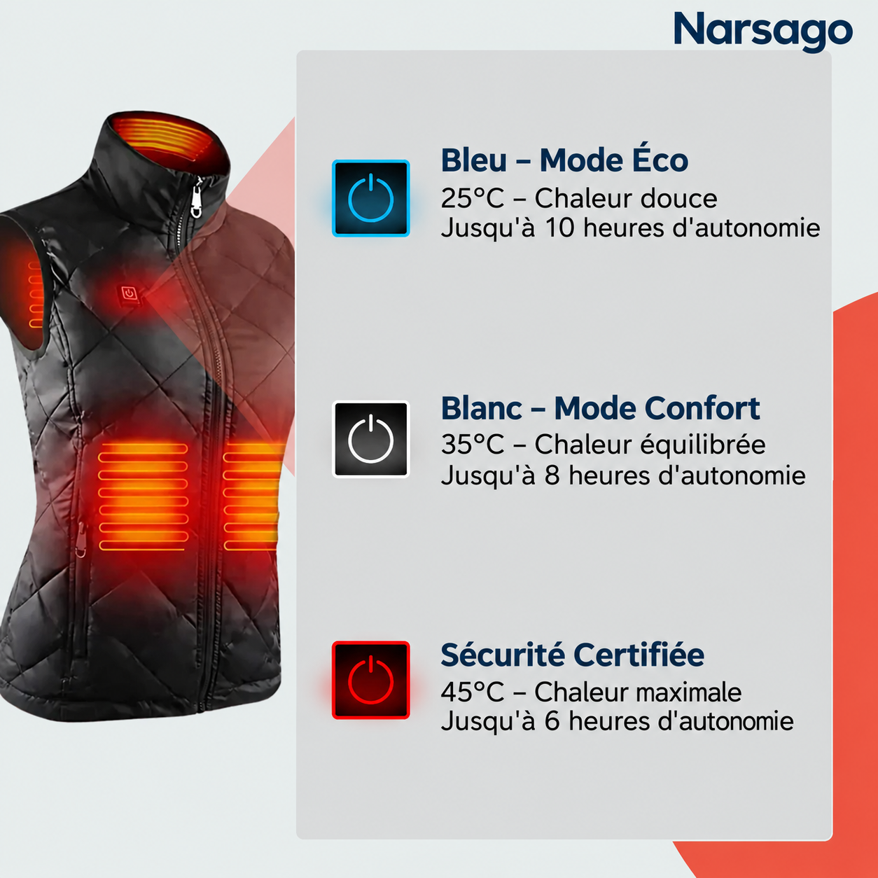 Homme portant le gilet chauffant Narsago X lors d'une randonnée en montagne par temps froid