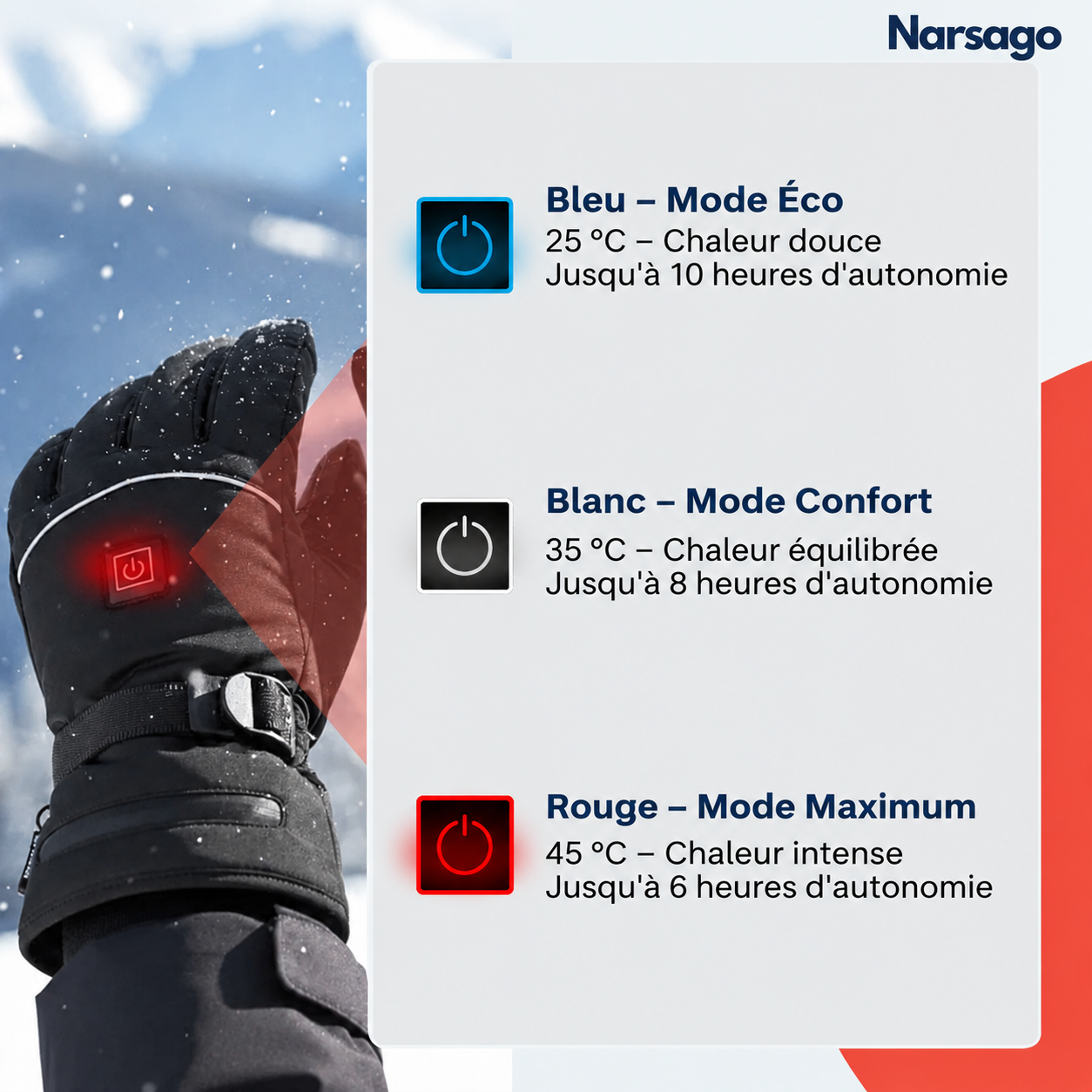 Utilisation des Gants Chauffants Narsago X pour le ski et les sports d'hiver