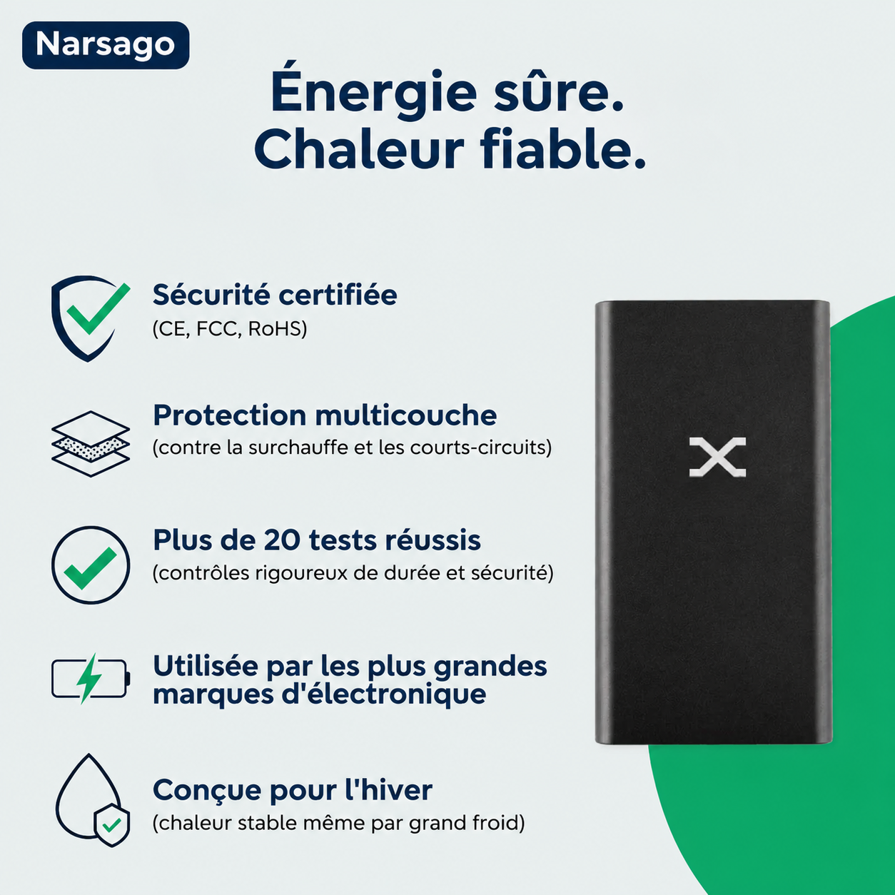 Gants Chauffants Narsago X compatibles écran tactile avec indicateur LED de température