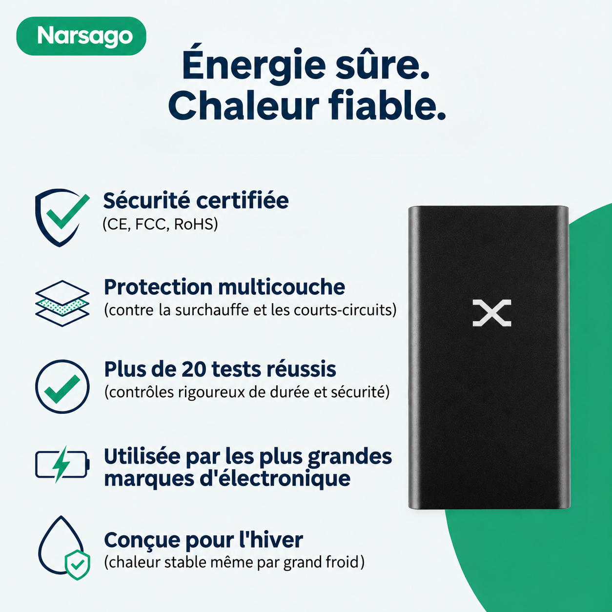 Sweat-shirt chauffant Narsago X disponible en plusieurs tailles avec guide des tailles