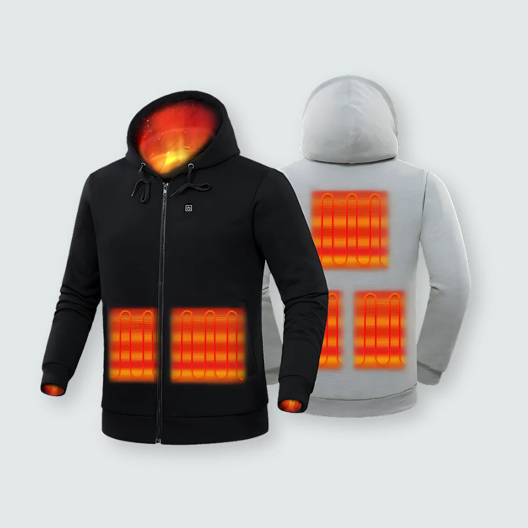 Sweat-shirt chauffant Narsago X gris porté dans un environnement froid