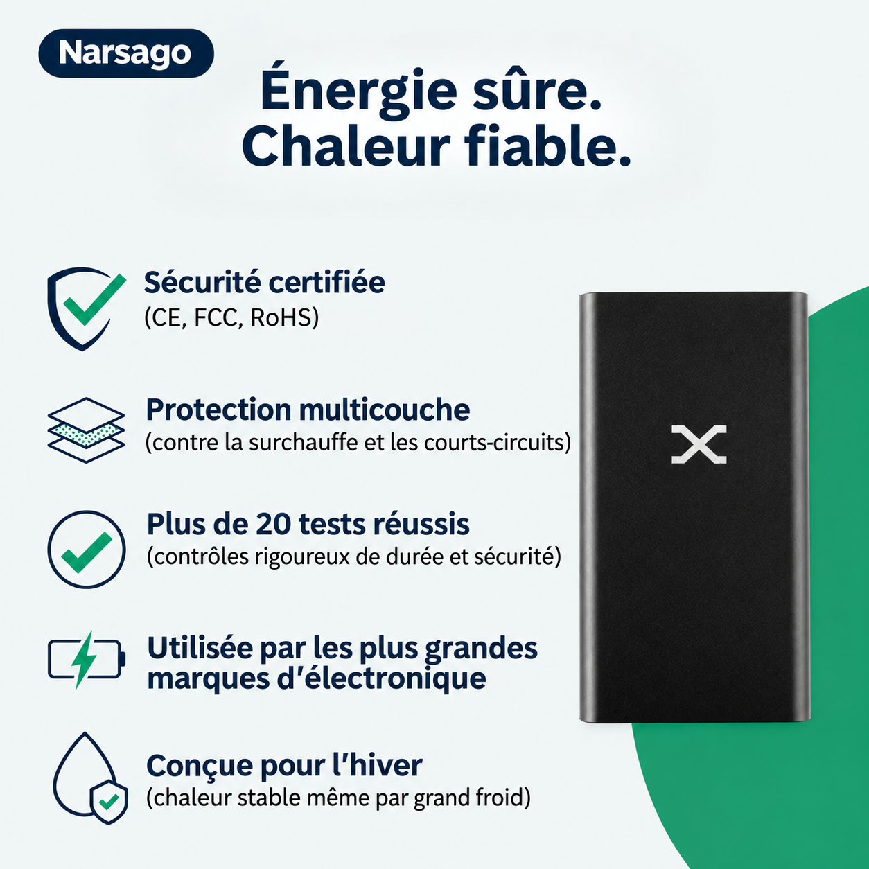 Personne profitant de la chaleur du sweat-shirt chauffant Narsago X en hiver