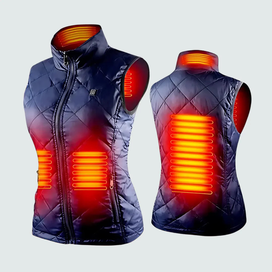 Gilet chauffant Narsago X disponible en noir et bleu, toutes tailles de XS à 3XL