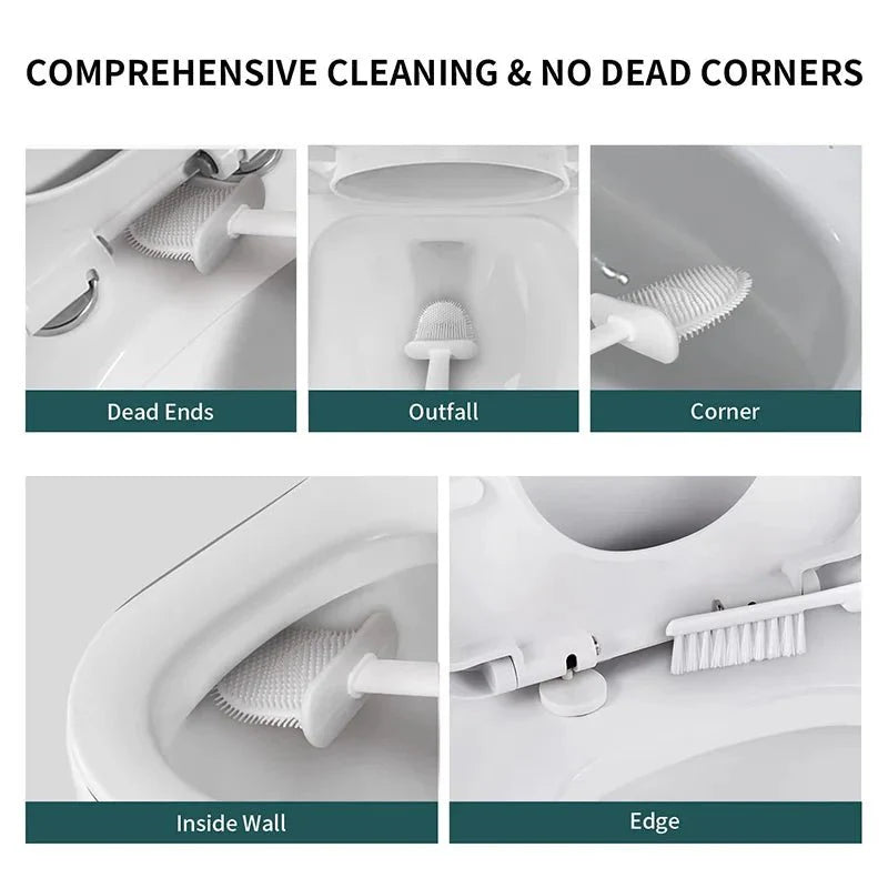 Brosse de toilettes en silicone avec porte-brosse pour un nettoyage hygiénique