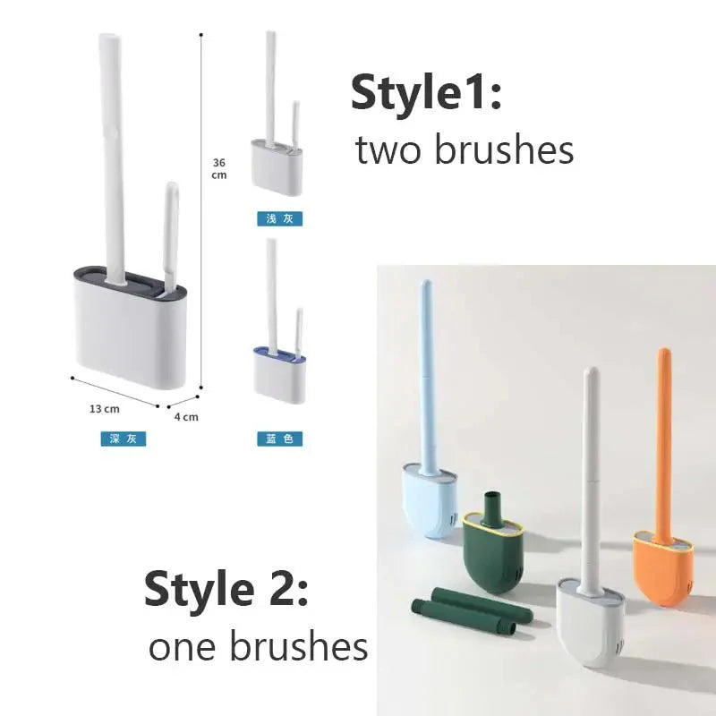 Brosse de toilettes en silicone avec porte-brosse pour un nettoyage hygiénique