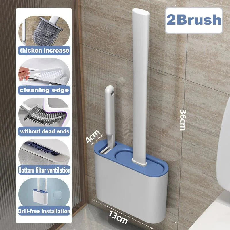Brosse de toilettes en silicone avec porte-brosse pour un nettoyage hygiénique