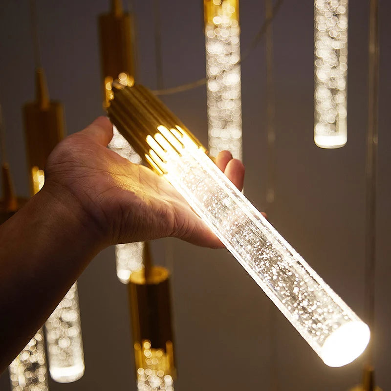 Lampe à suspension cylindrique en verre Lustreau