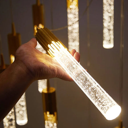 Lampe à suspension cylindrique en verre Lustreau