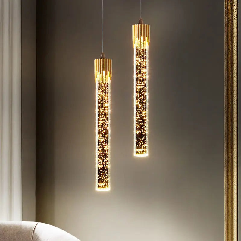 Lampe à suspension cylindrique en verre Lustreau