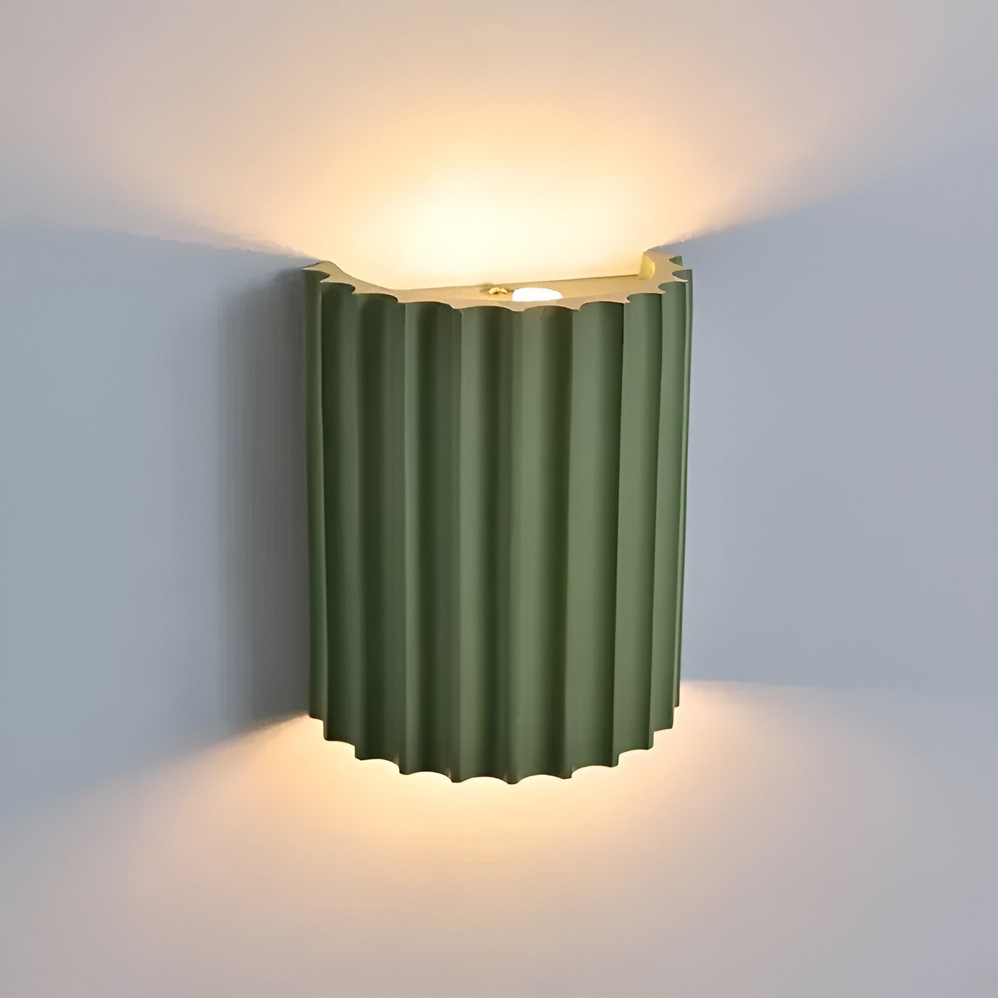 Applique Résine Sculpture Ondulée Nordique Blanc Vert Gris Chambre Couloir | Sansotis