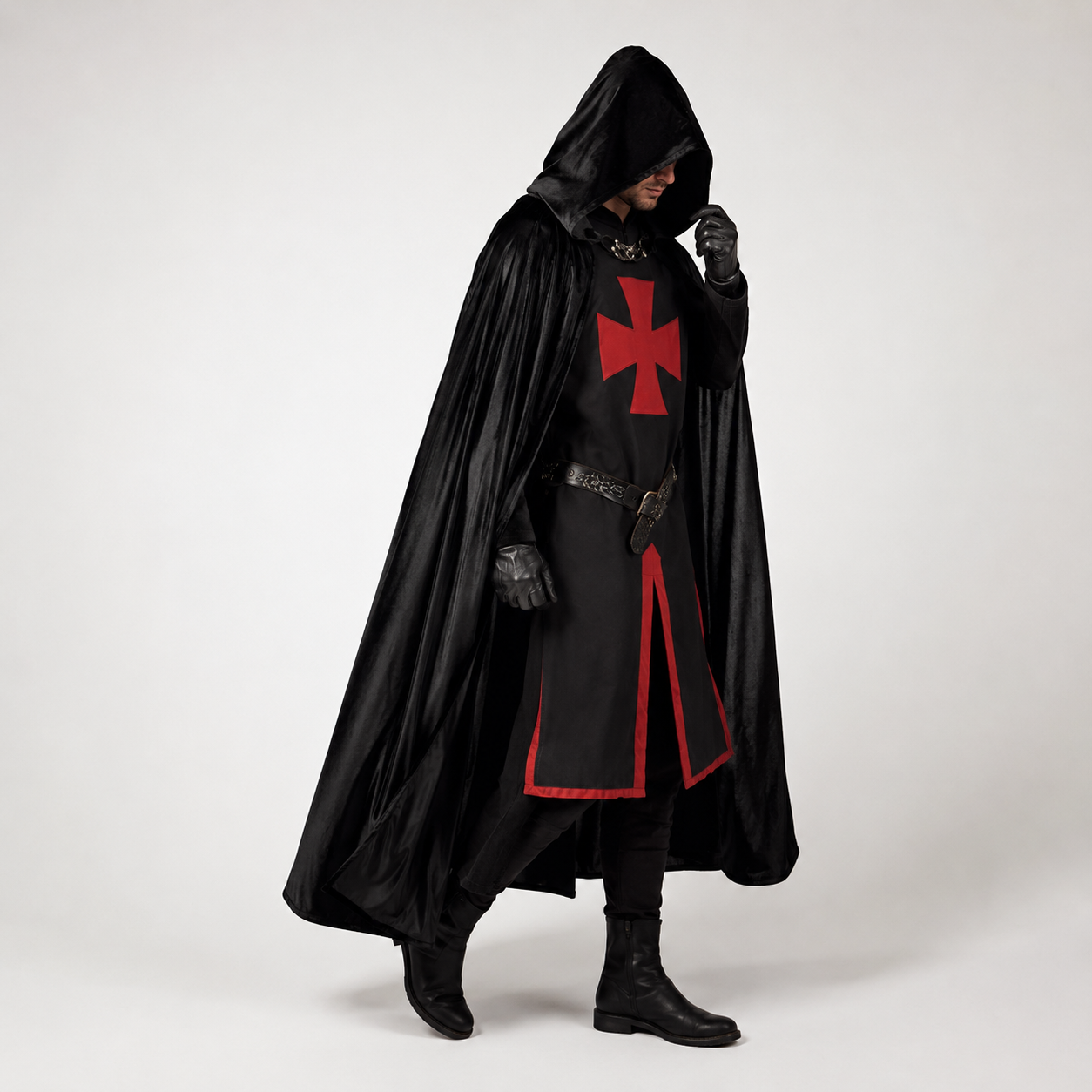 Costume de chevalier d'Halloween, tunique médiévale et tenue de cosplay pour fête et scène