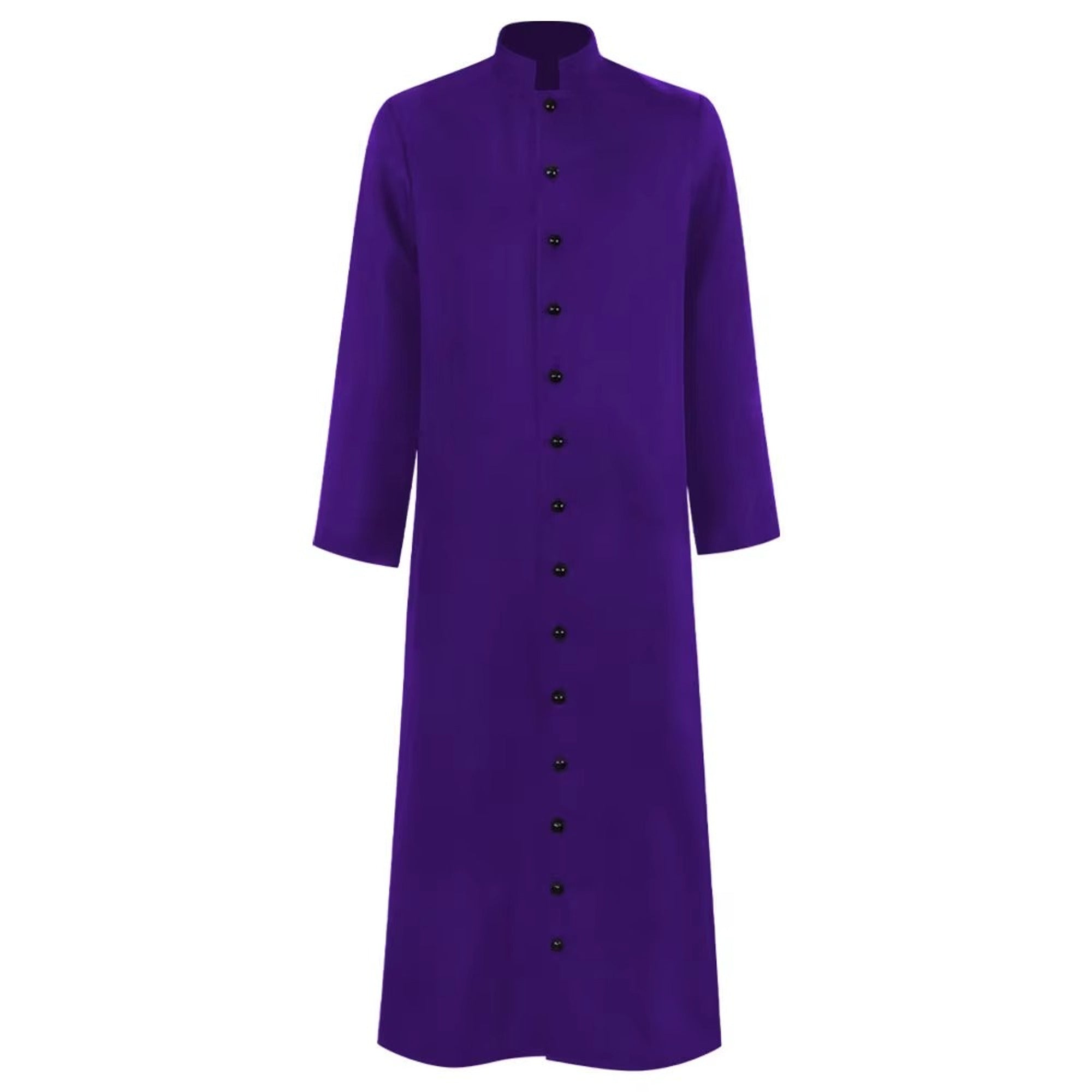 Robe de soutane de costume de prêtre d'Halloween avec bouton sur le devant pour un look ecclésiastique authentique