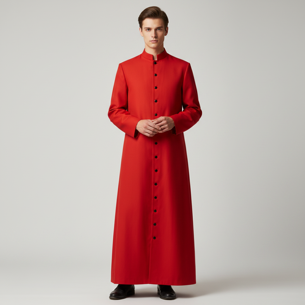 Costume de prêtre d'Halloween, tenue d'église catholique romaine avec Robe en soutane et vêtements à fermeture à boutons