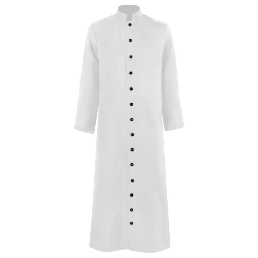 Costume de prêtre d'Halloween, tenue d'église catholique romaine avec Robe en soutane et vêtements à fermeture à boutons