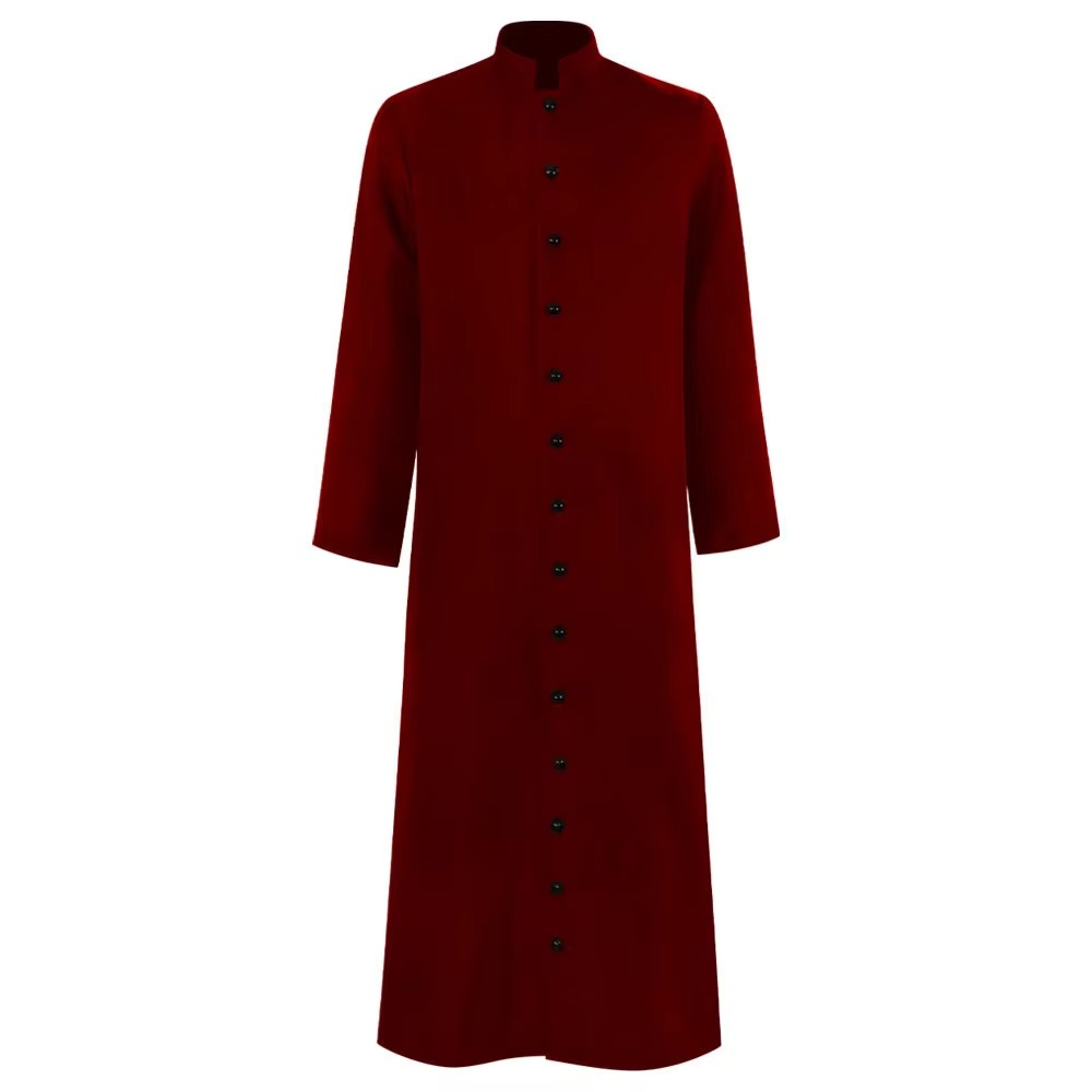 Costume de prêtre d'Halloween, tenue d'église catholique romaine avec Robe en soutane et vêtements à fermeture à boutons