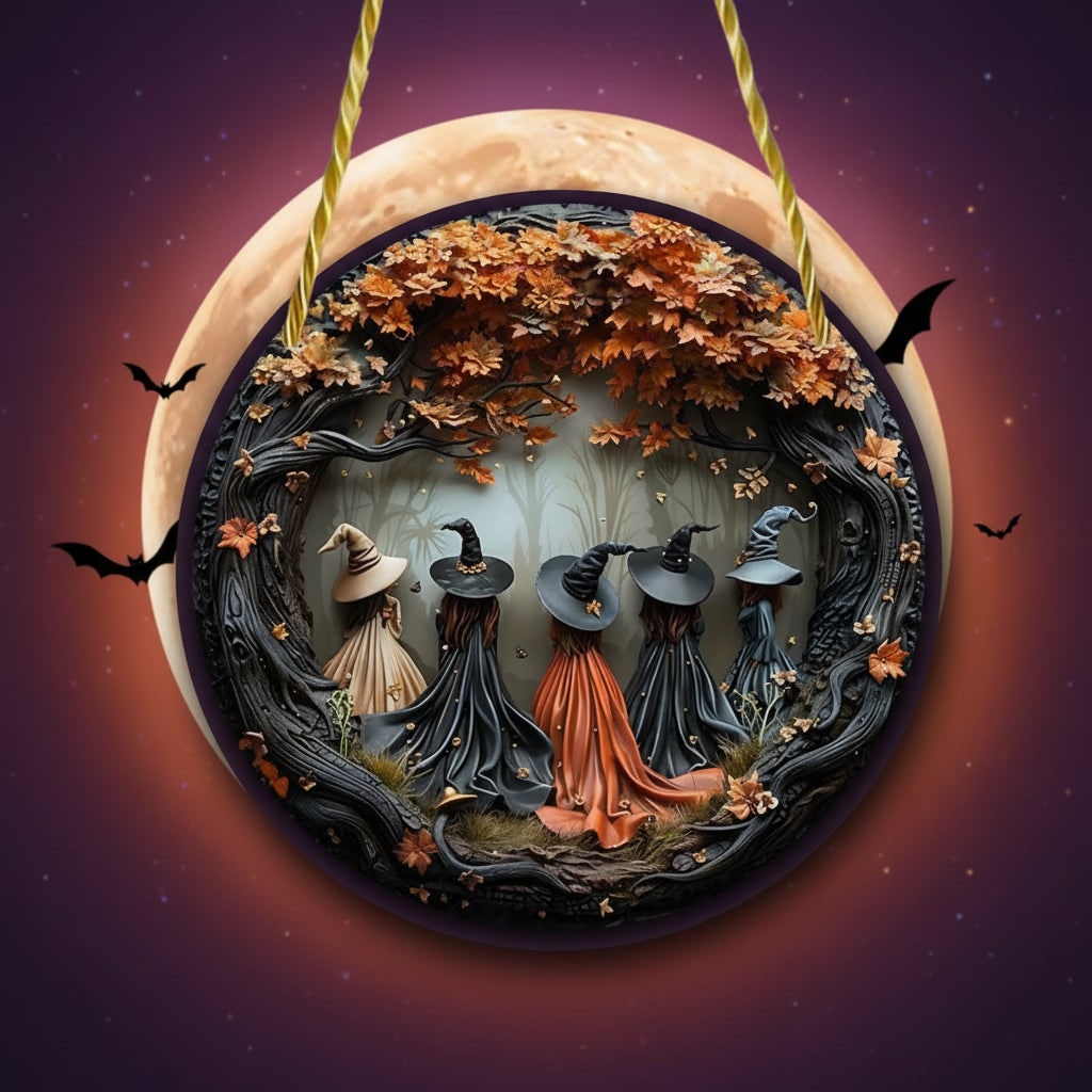 Décoration murale et panneau artistique d'Halloween avec motif en relief de sorcière 3D pour salon et chambre à coucher