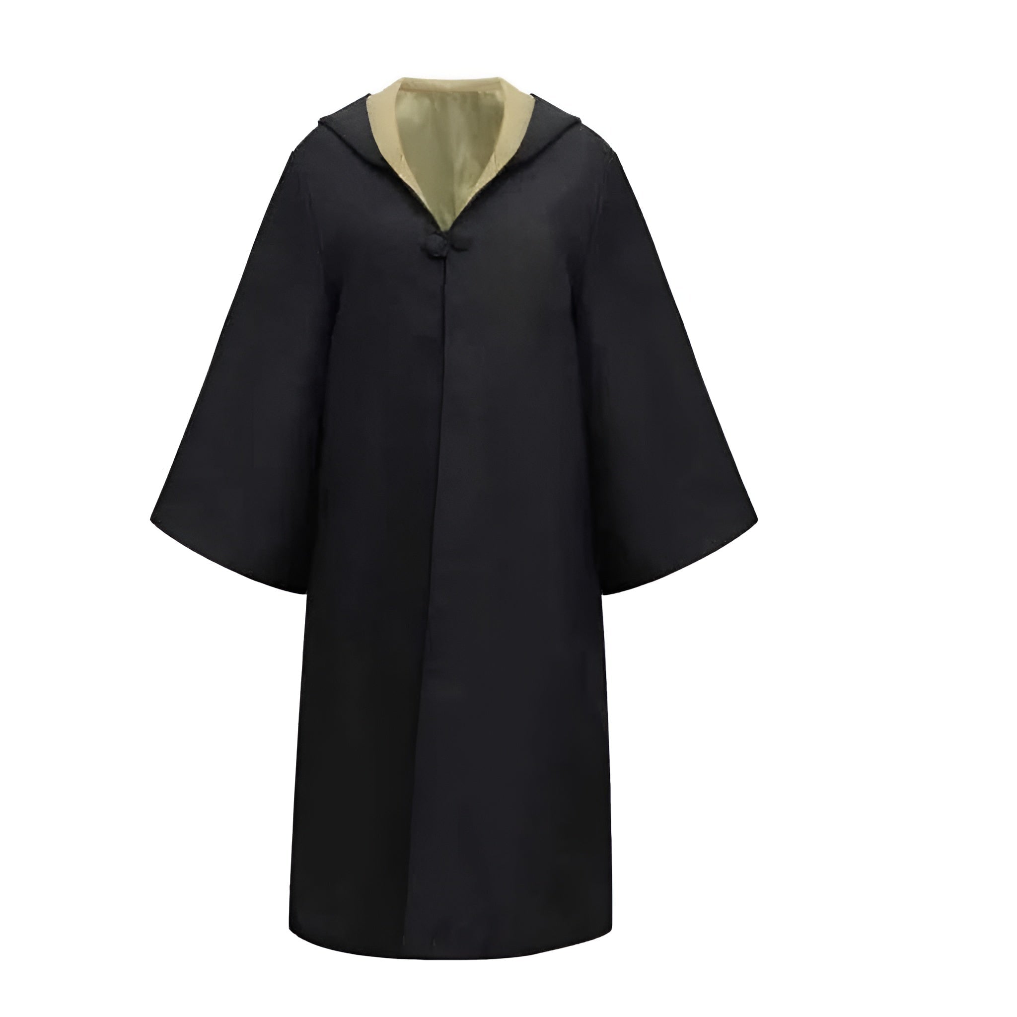 Costume de magicien d'Halloween, tenue avec cape à capuche, manches larges et doublure colorée