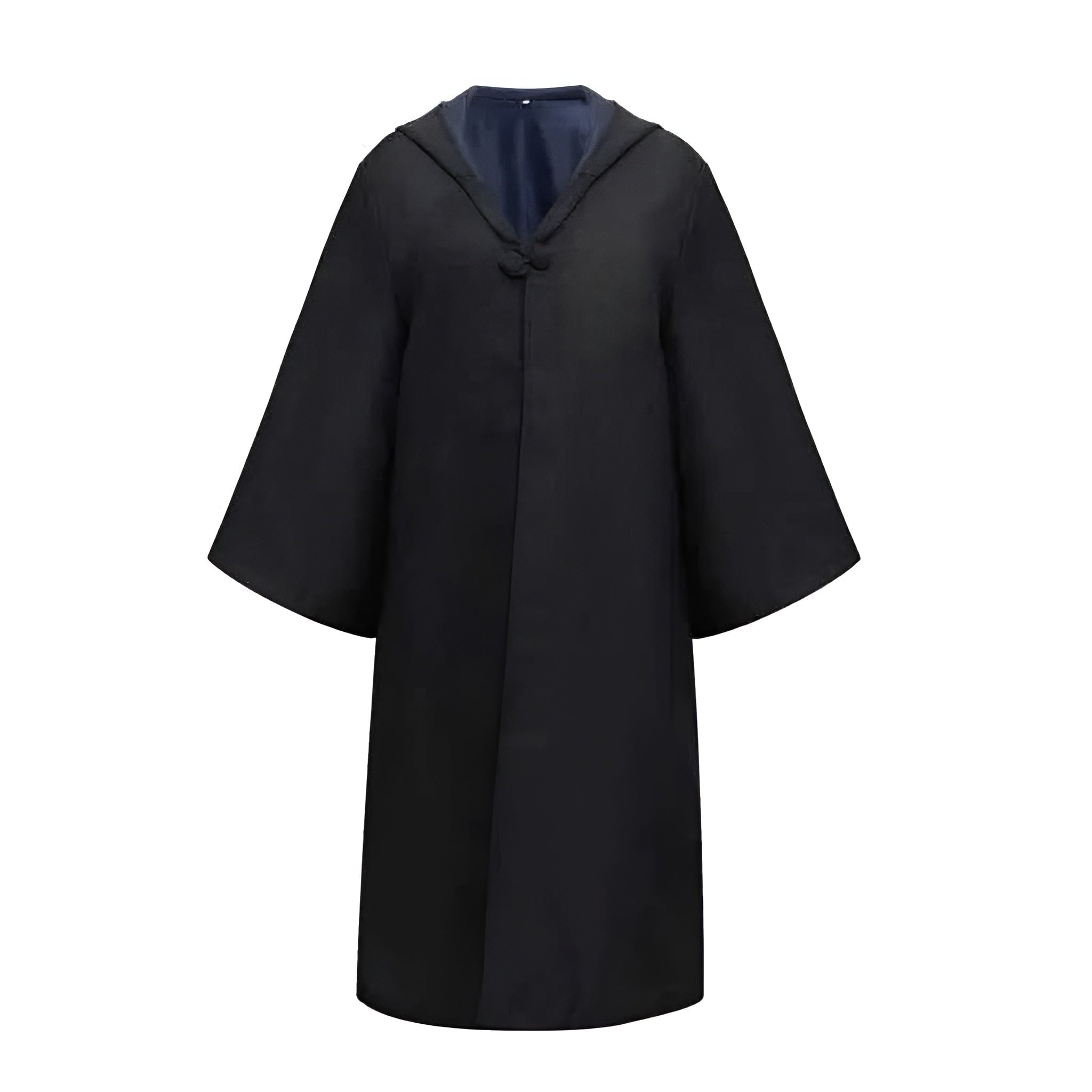Costume de magicien d'Halloween, tenue avec cape à capuche, manches larges et doublure colorée