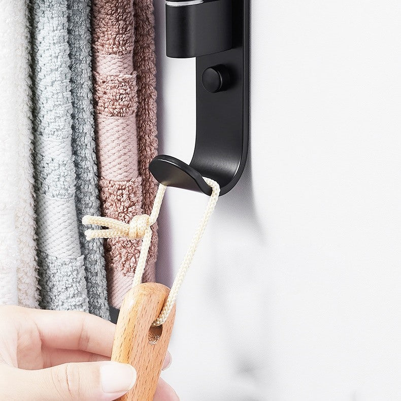 Porte-serviettes de salle de bains avec cinq bras rotatifs et finition noire mate