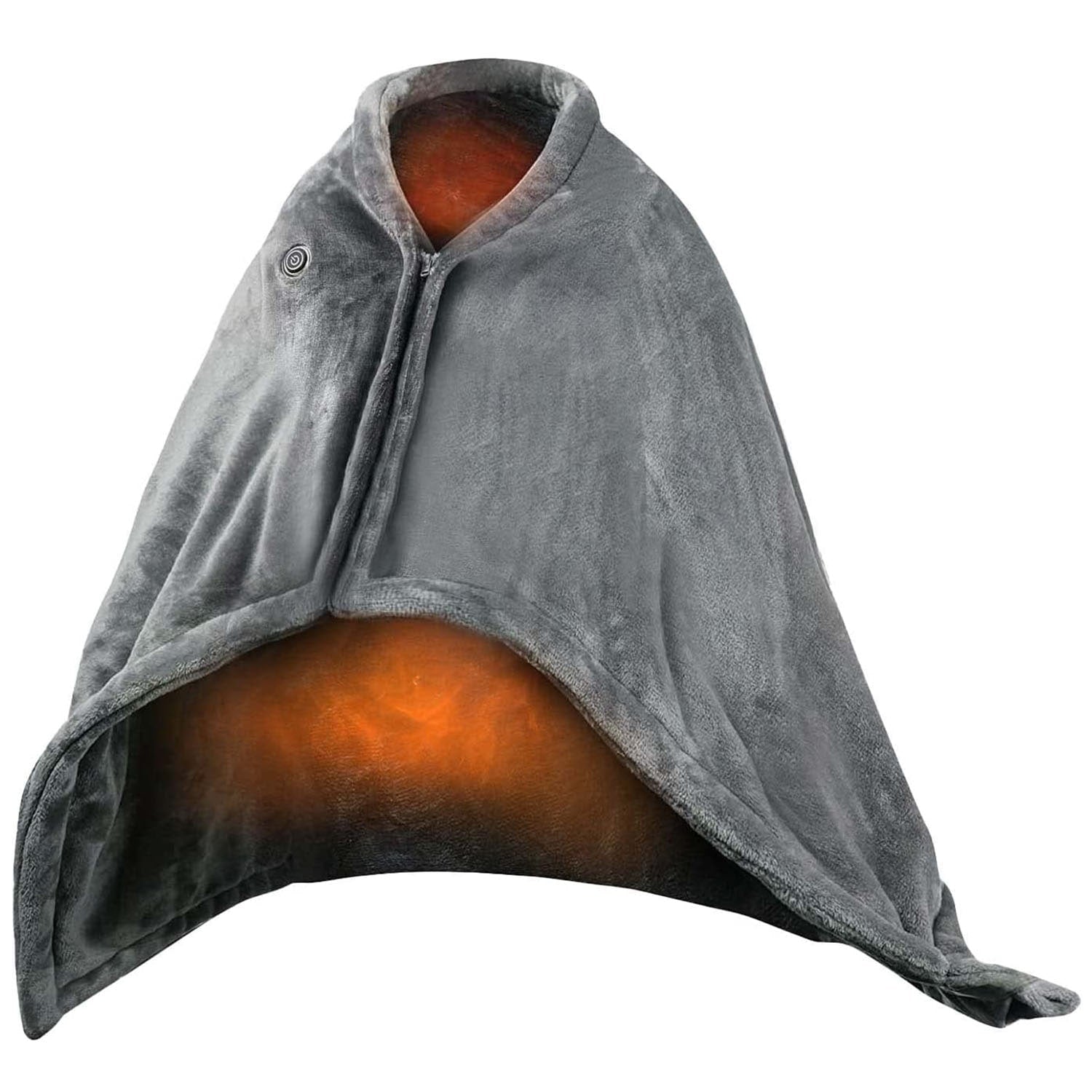 Châle de couverture chauffante avec jet électrique, poncho portable alimenté par USB avec fermeture éclair et poche interne