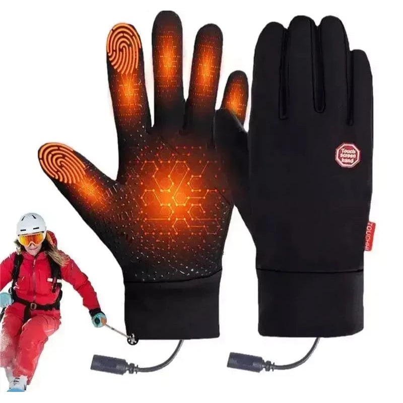 Gants chauffants compatibles avec écran tactile, poignée antidérapante, noir, hiver, extérieur