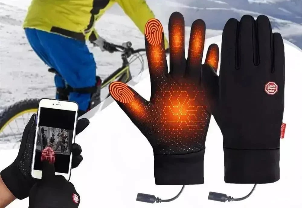 Gants chauffants compatibles avec écran tactile, poignée antidérapante, noir, hiver, extérieur