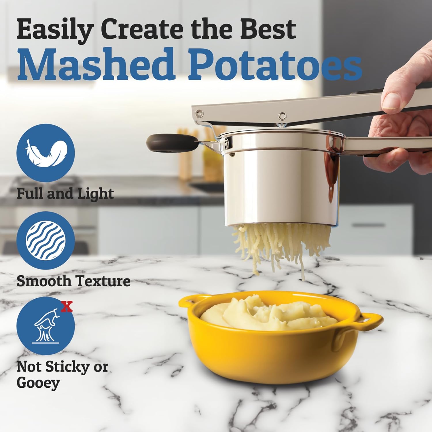 Outil de cuisine robuste en acier inoxydable pour presse-purée