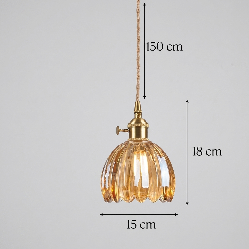 Luminaire suspendu fleur en verre japonais à 1 lumière