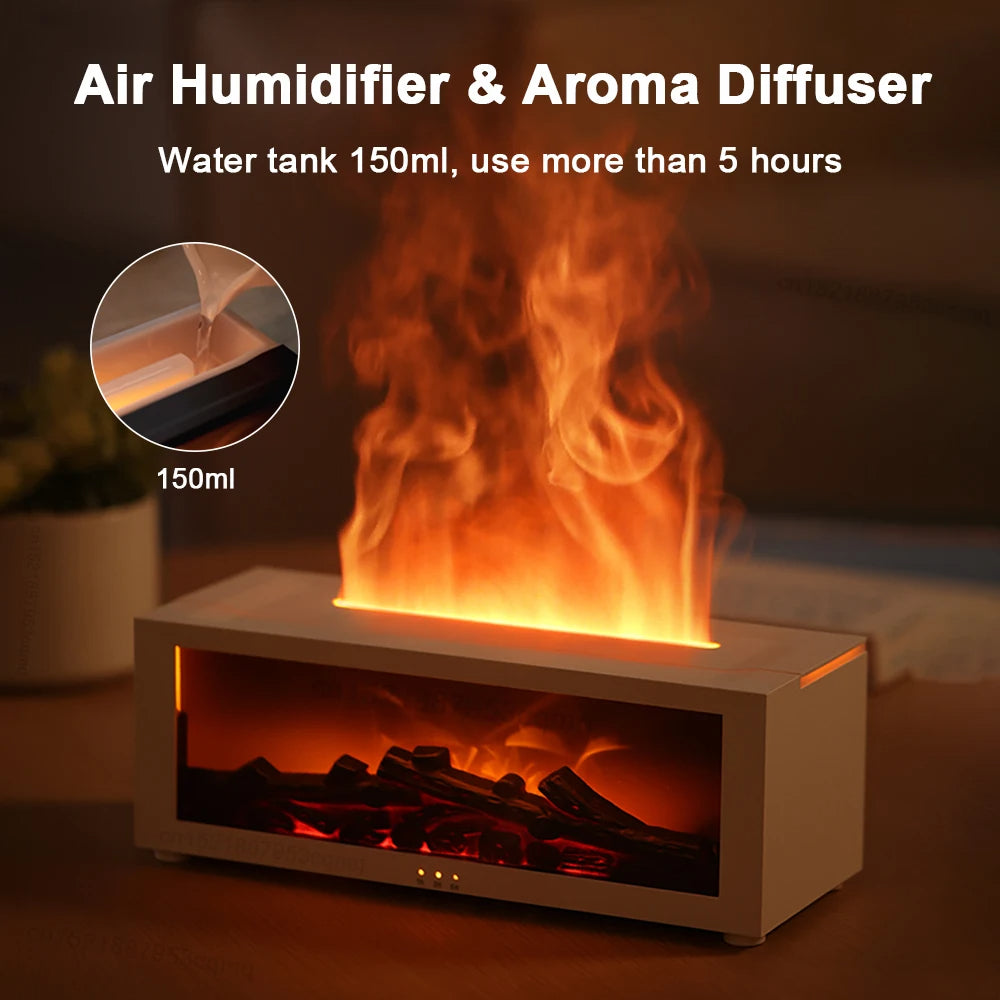 Humidificateur et purificateur d'air domestique avec effet de flamme