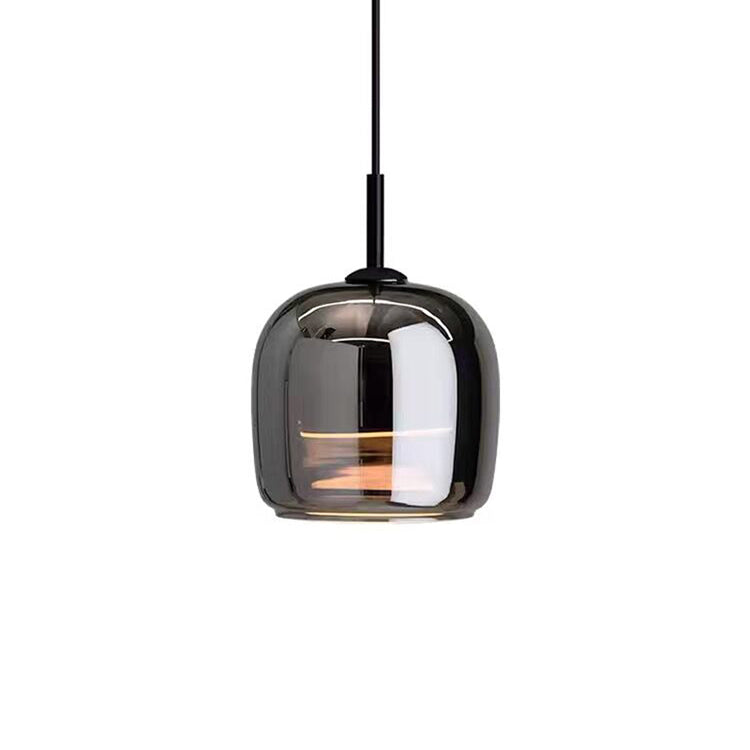 Lampe suspendue verre noir scandinave nordique LED E27 16cm suspension cuisine salon luxe | Sansotis
