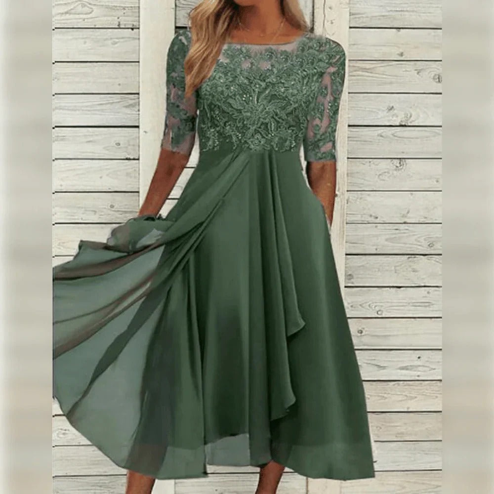 Robe midi élégante sarcelle