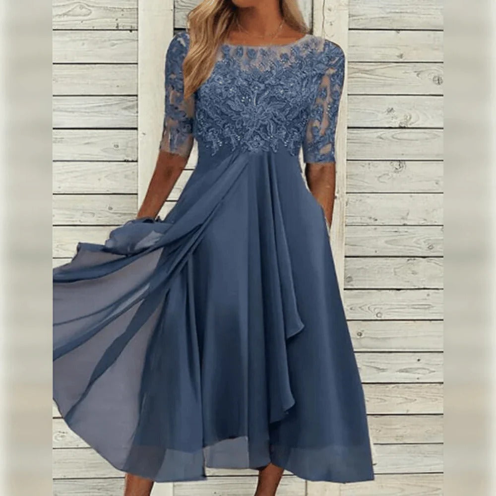 Robe midi élégante beige