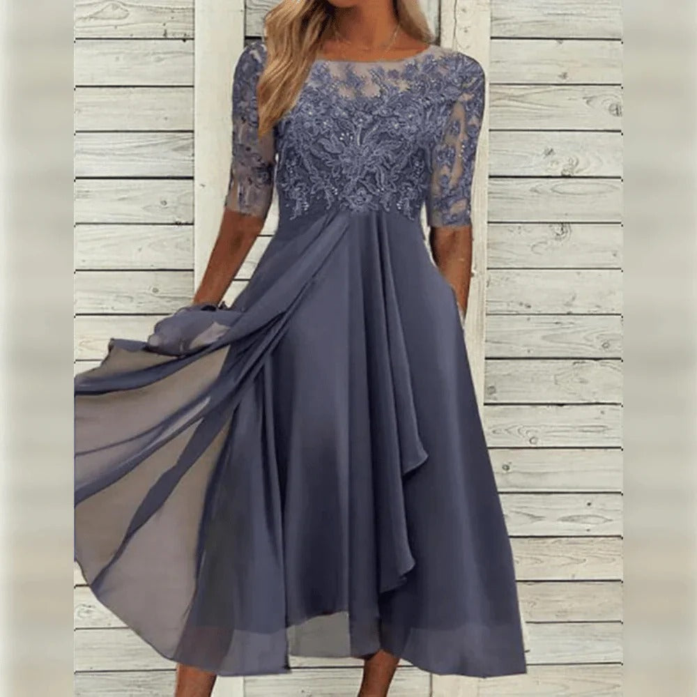 Robe midi élégante bleu foncé