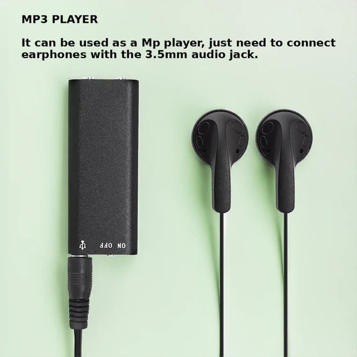 Enregistreur audio compact activé par la voix avec mémoire intégrée