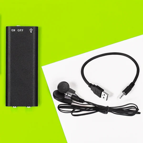 Enregistreur audio compact activé par la voix avec mémoire intégrée