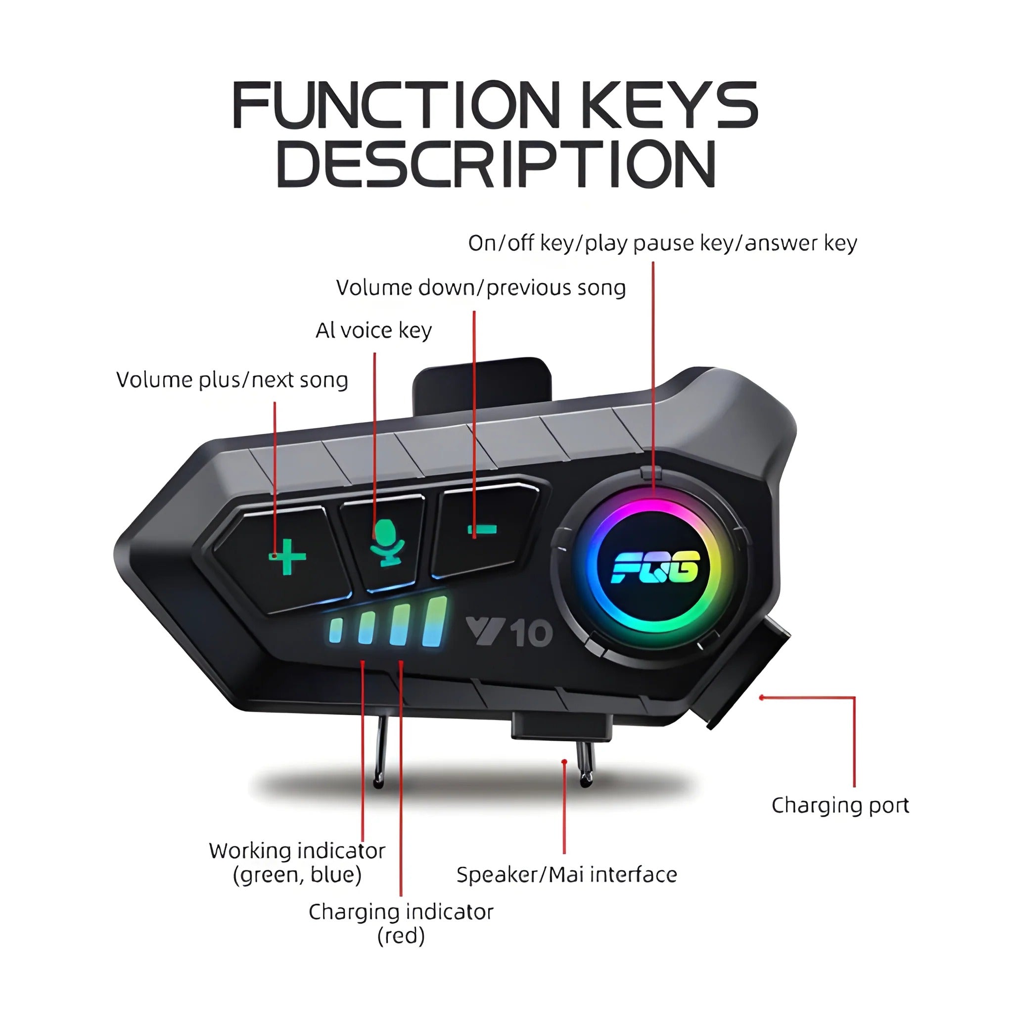 Casque Bluetooth sans fil pour casques de moto avec protection IPX6