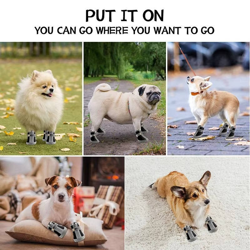 Bottes imperméables et respirantes pour pattes de chien, semelle antidérapante, usage en extérieur, lot de 4 pièces