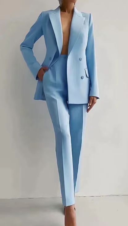 Ensemble de costume formel pour femmes avec blazer long – élégant et professionnel