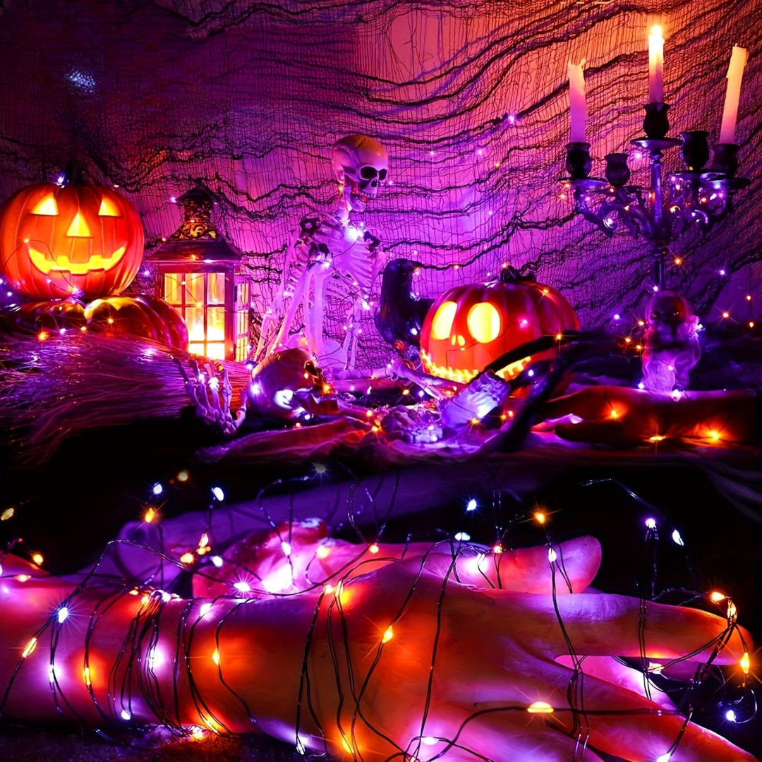 Guirlande lumineuse solaire d'extérieur pour Halloween